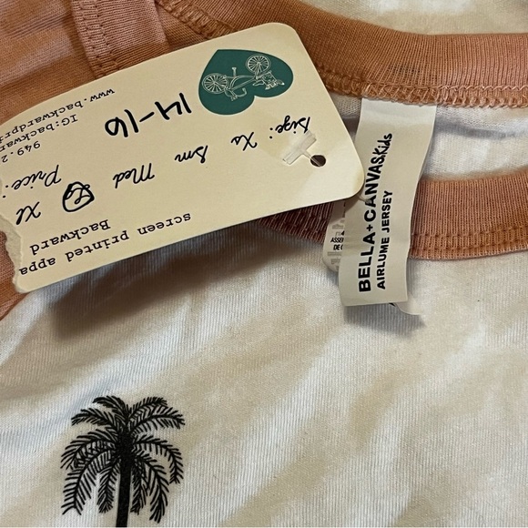 NWT Girls Airlume Jersey Large Laguna Beach California Shirt White Pink Large - Picture 7 of 12